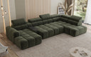 Designer sofa living area Mia with electric seat extension in chenille