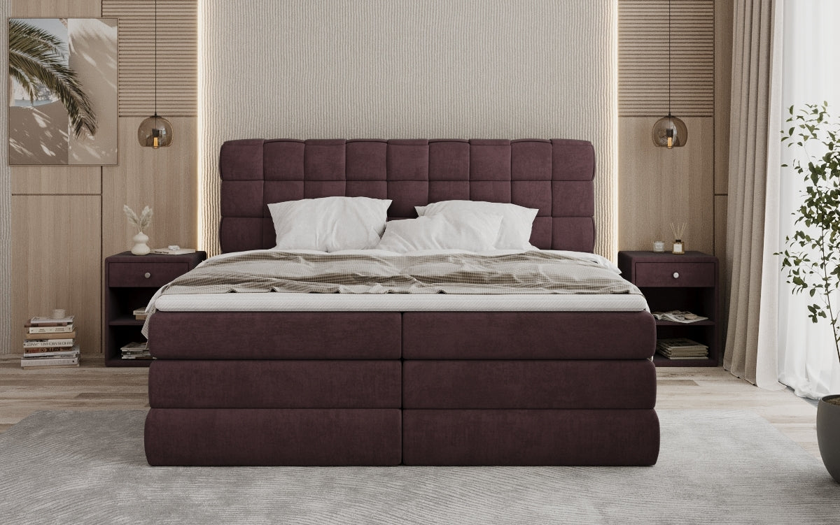 Trama box spring bed with storage in velvet