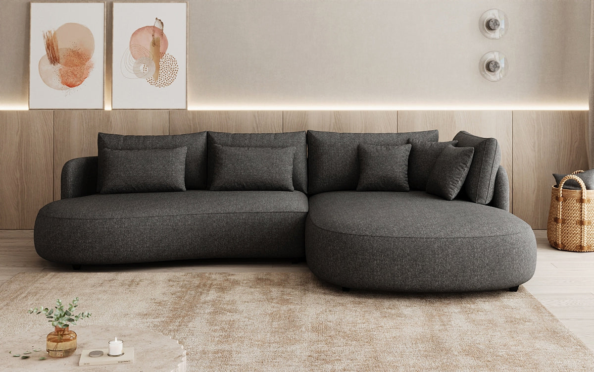 Designer corner sofa Ando Mini in textured fabric