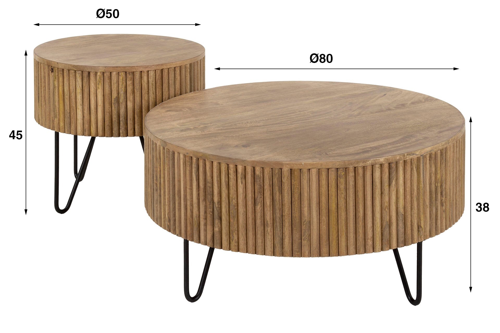 Couchtisch Duna - 2er Set aus Mangoholz