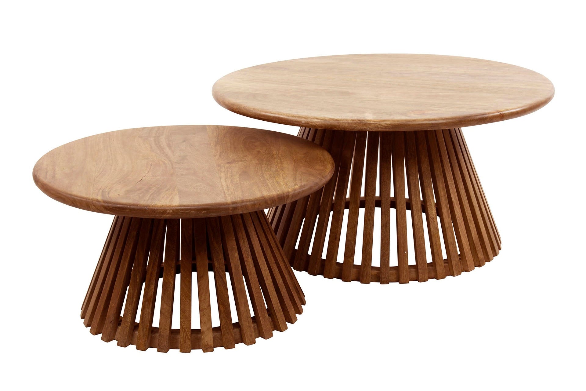 Coffee table Savira - 2-piece set made of mango wood with conical table leg