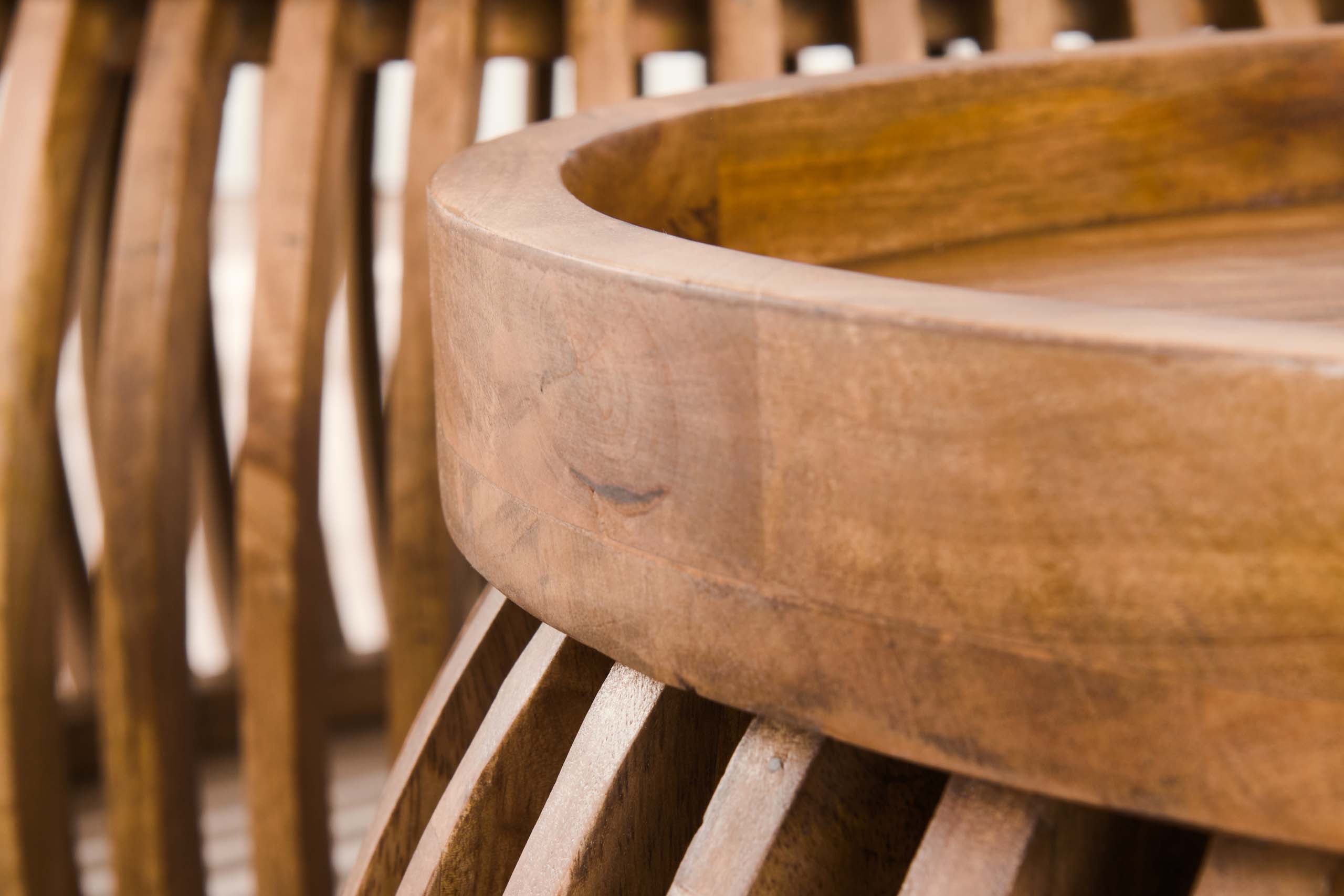 Coffee table Khamar - 2-piece set made of mango wood with bulbous base