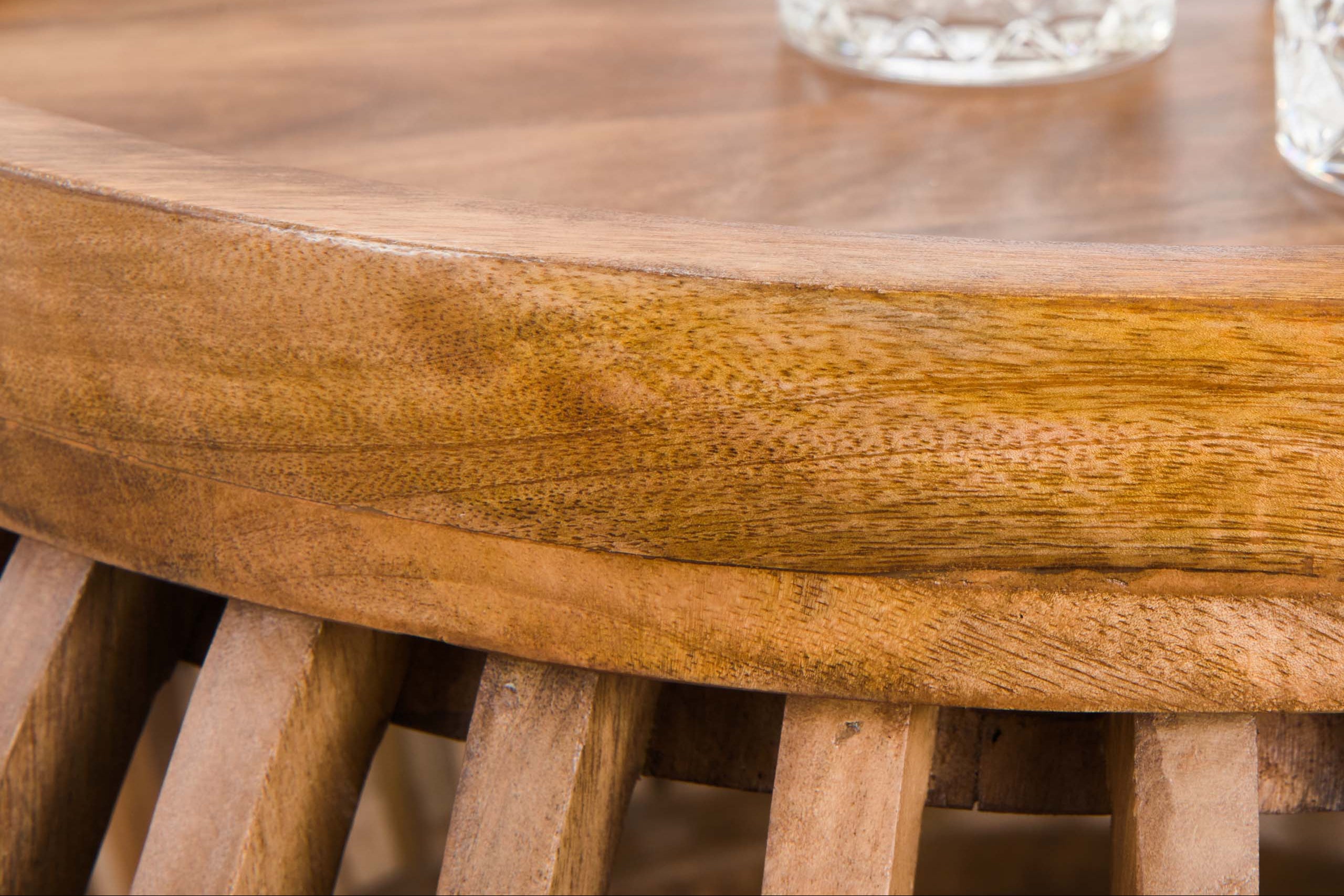 Coffee table Khamar - 2-piece set made of mango wood with bulbous base