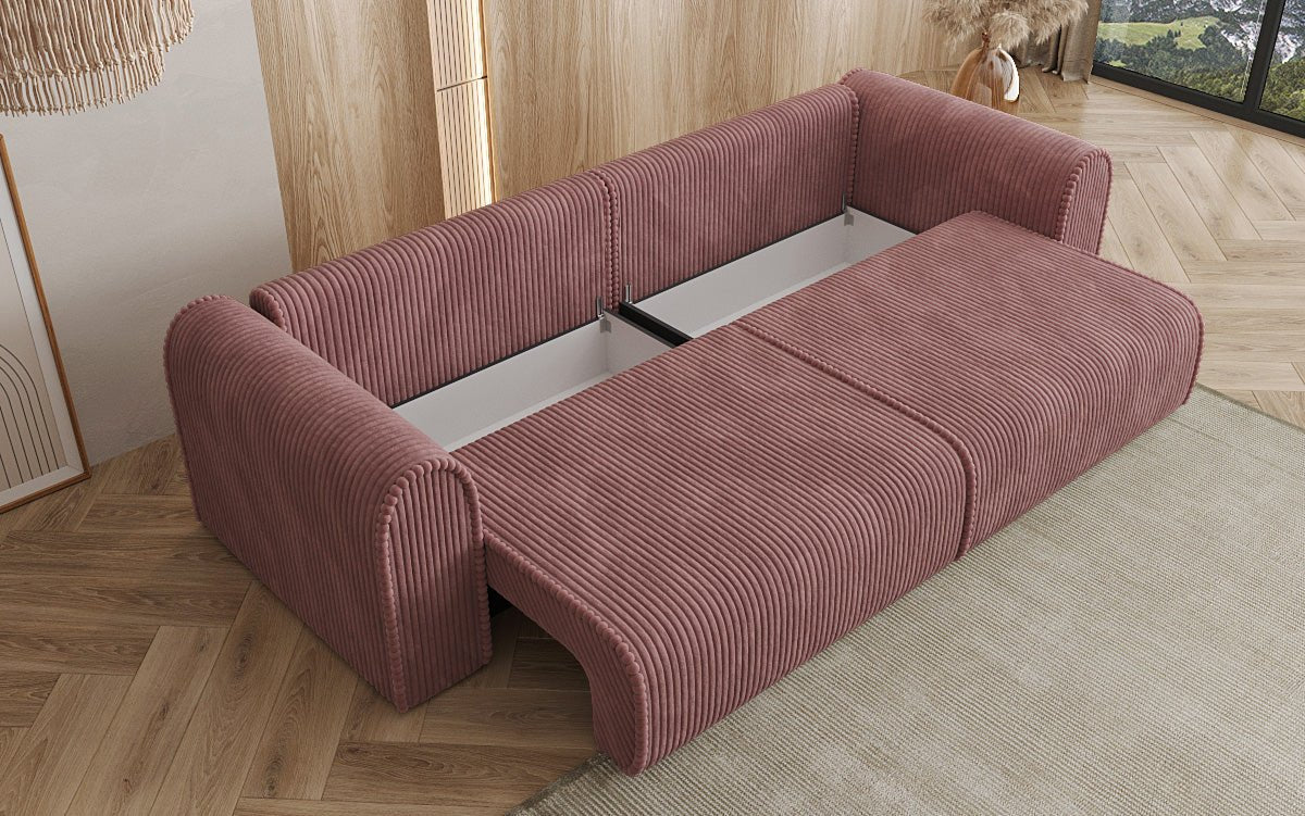 Designer Sofa Big Buddy 3-Seater with Sleeping Function and Storage in Wide Corduroy