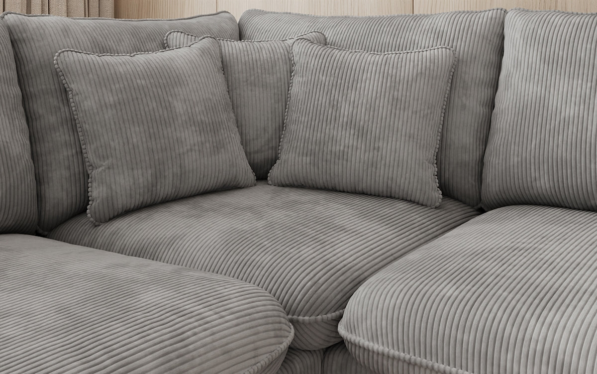 Designer corner sofa Laguna with metal feet in Corduroy