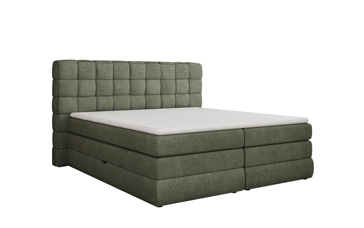 Trama box spring bed with storage in fabric