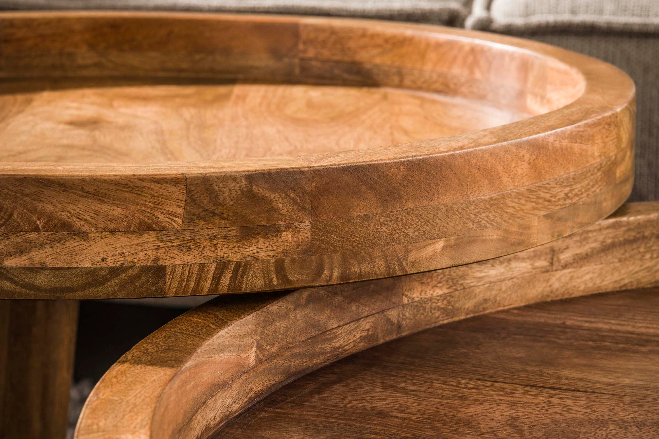 Sundari Coffee Table - Set of 2 made from sustainable mango wood with sand-colored finish