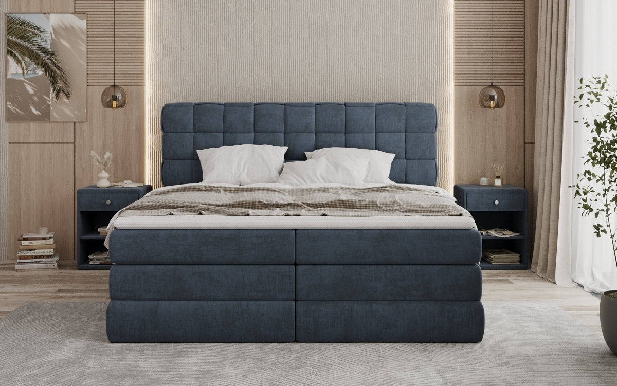 Trama box spring bed with storage in velvet
