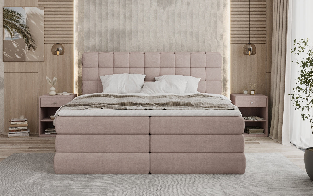 Trama box spring bed with storage in fabric