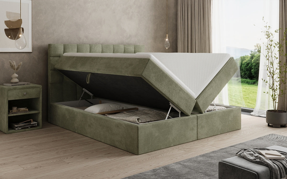 Boxspringbett Como in Cord mit Stauraum