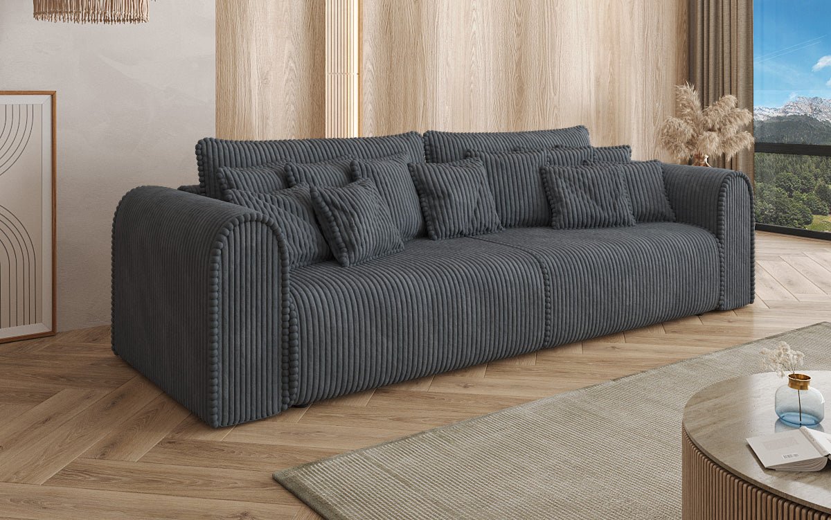 Designer Sofa Big Buddy 3-Seater with Sleeping Function and Storage in Wide Corduroy