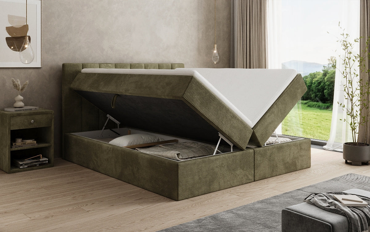 Sofia box spring bed in Corduroy with storage