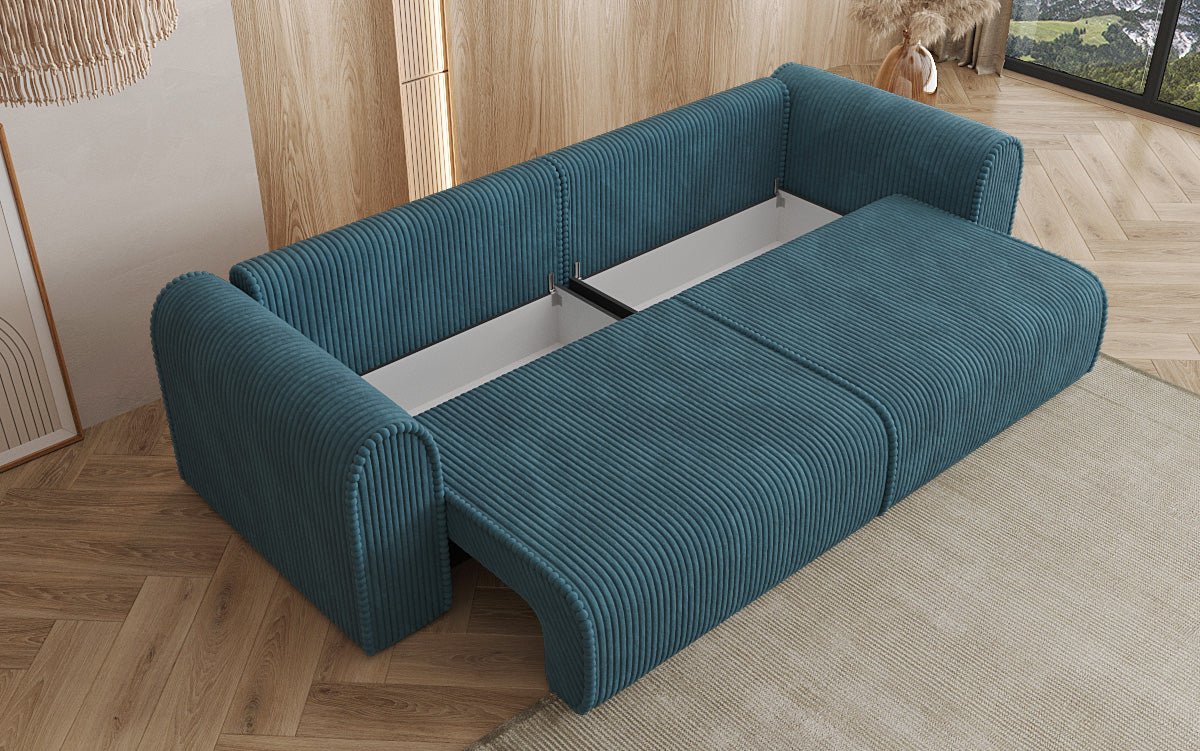 Designer Sofa Big Buddy 3-Seater with Sleeping Function and Storage in Wide Corduroy
