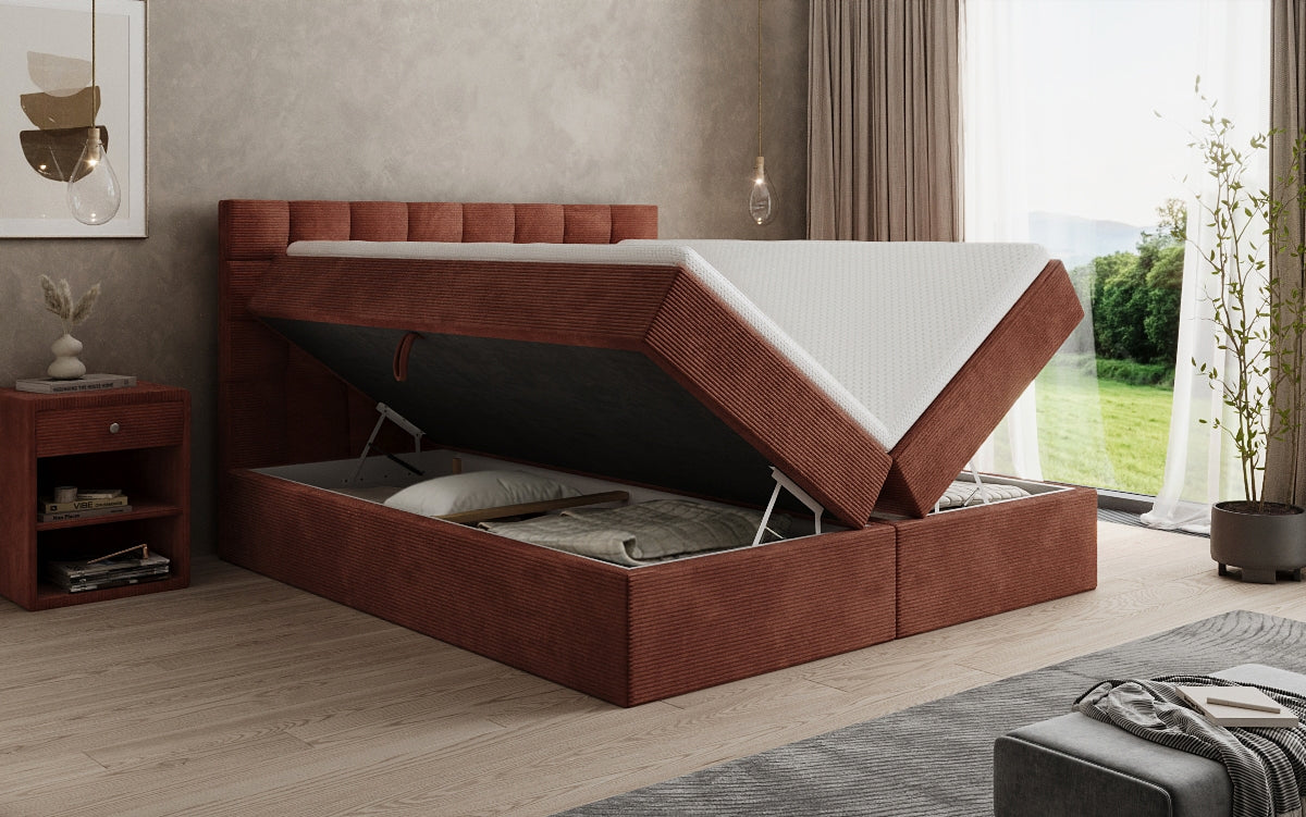 Boxspringbett Como in Cord mit Stauraum