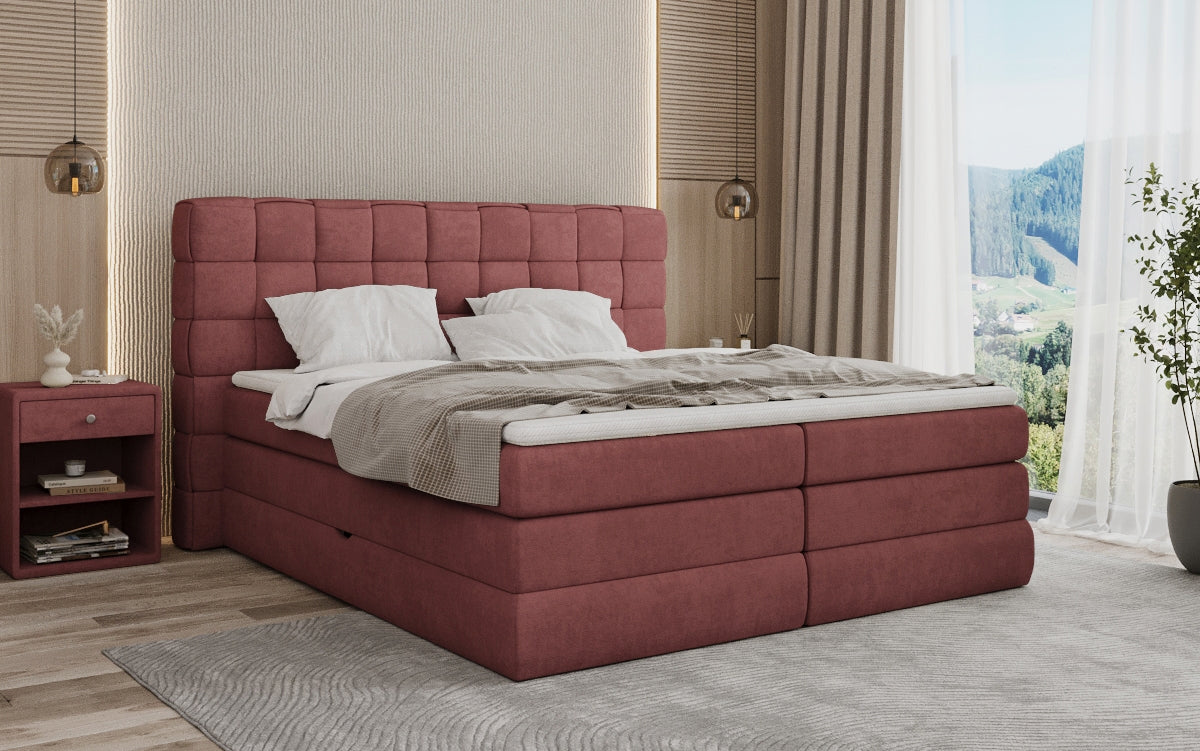 Trama box spring bed with storage in fabric