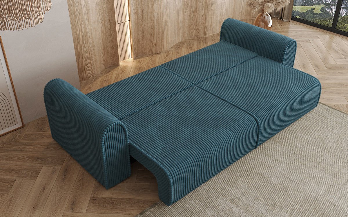 Designer Sofa Big Buddy 3-Seater with Sleeping Function and Storage in Wide Corduroy