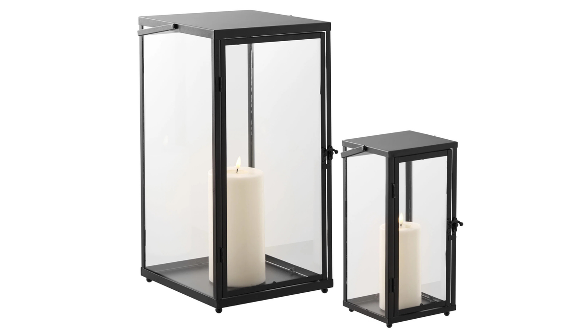 Set of 2 Felli lanterns - with black metal frame