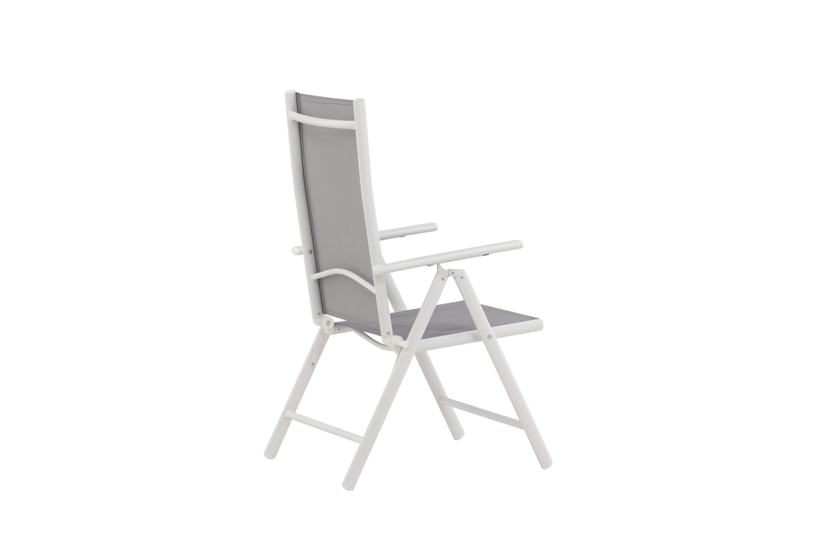 2er Set Gartenstuhl Awa - weißes Gestell aus Aluminium, Sitzfläche aus Textilene, verstellbare Rückenlehne