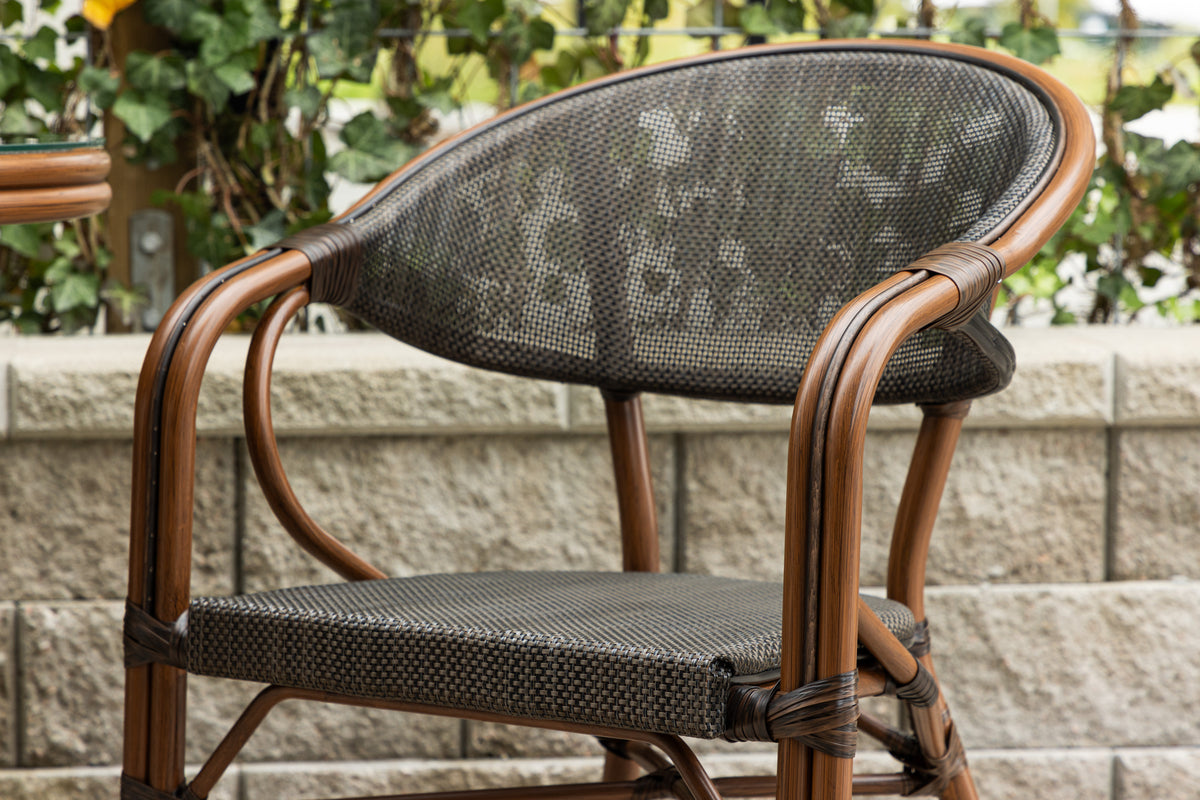 2er Set Gartenstuhl Corvo - ein braun-schwarzer Stuhl aus Aluminium mit Armlehne