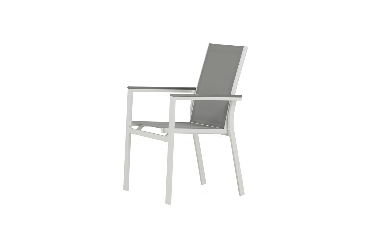 2er Set Gartenstuhl Ina - ein weiß-grauer Stuhl aus Aluminium und Textilene