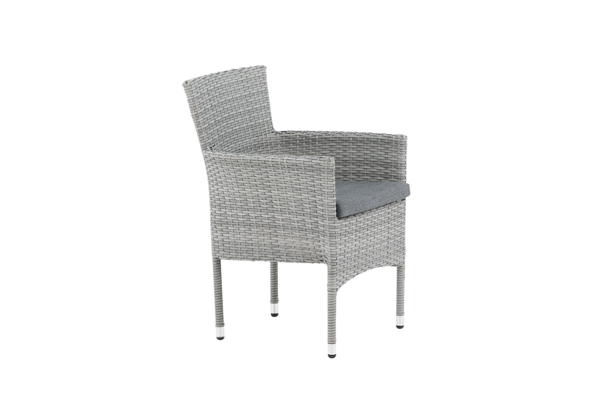 2er Set Gartenstuhl Isla - grauer Stuhl aus Aluminium und Rattan inklusive Sitzkissen