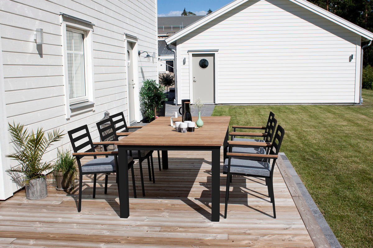 2er Set Gartenstuhl Tala - aus schwarzem Aluminiumgestell inklusive Kissen