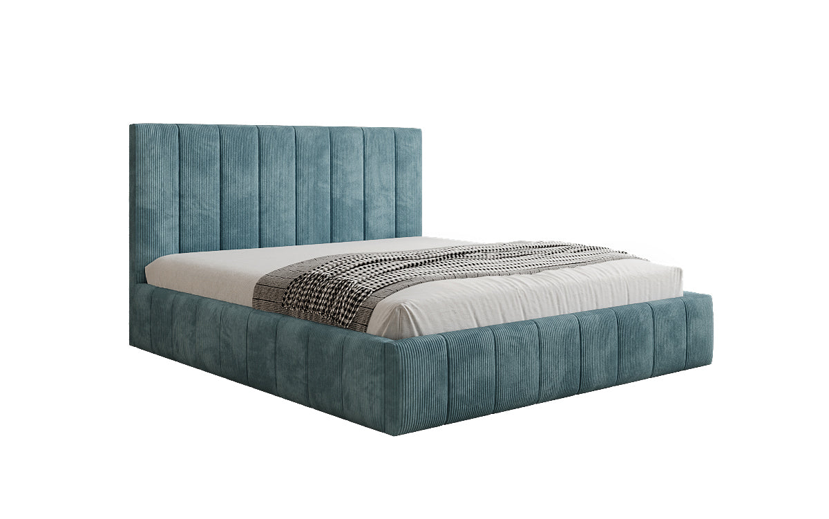 Designer upholstered bed Maja in Corduroy with storage
