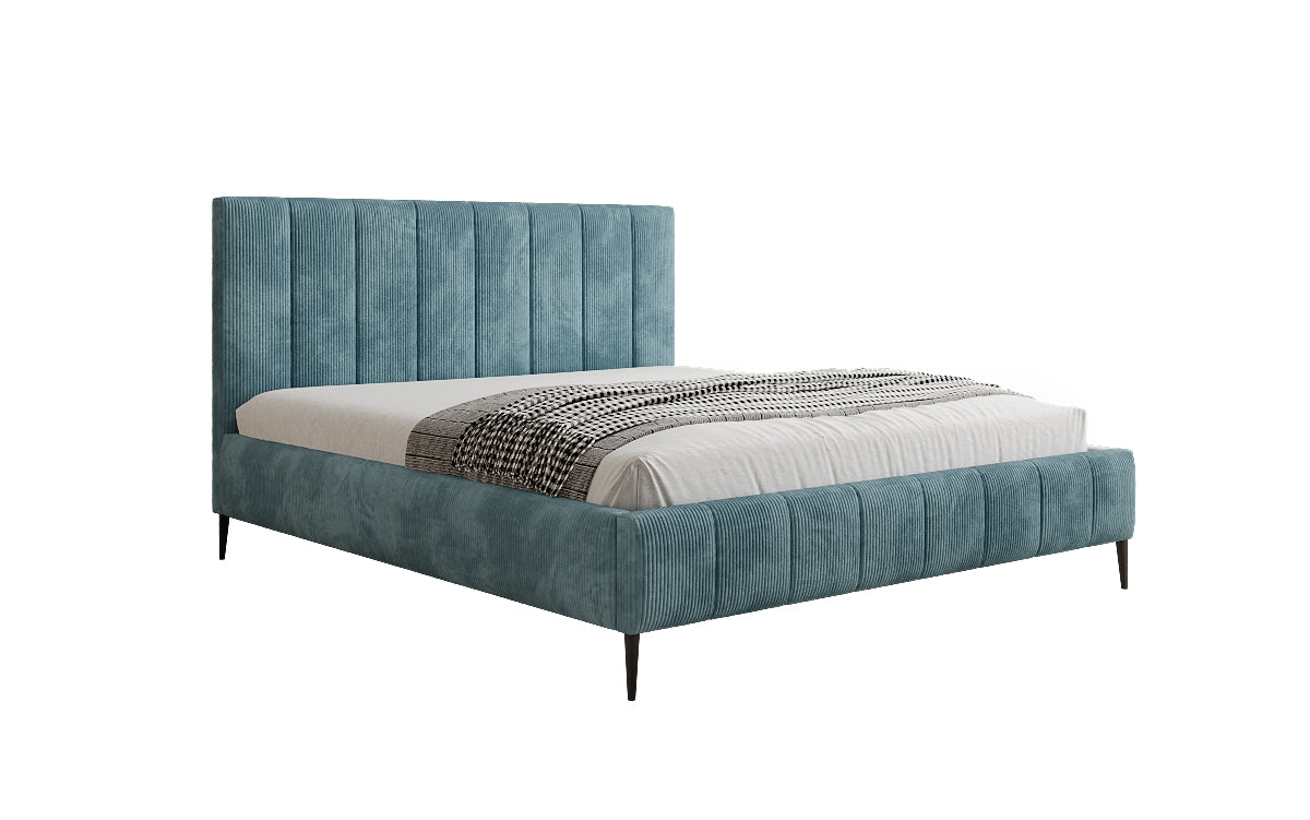 Designer upholstered bed Astrid in Corduroy with storage space