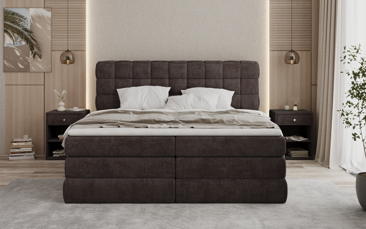 Trama box spring bed with storage in velvet