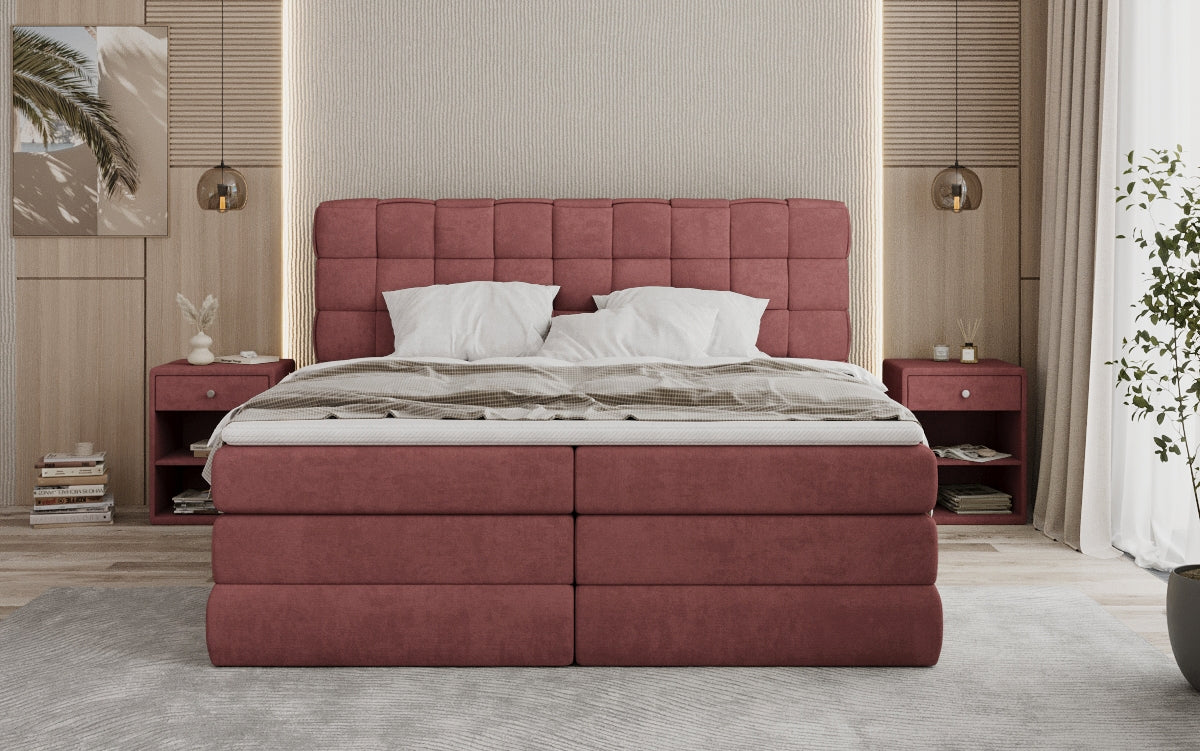 Trama box spring bed with storage in fabric