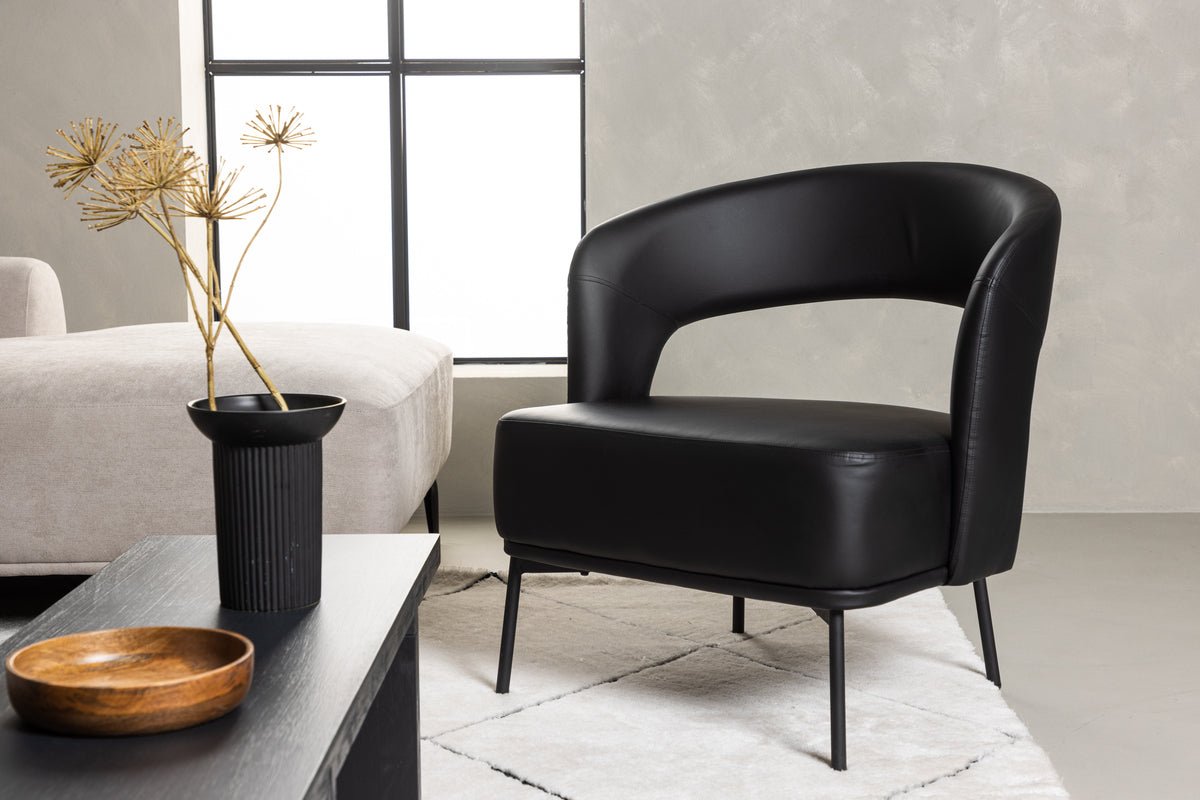 Armchair Mundl - Made of black PU with open backrest