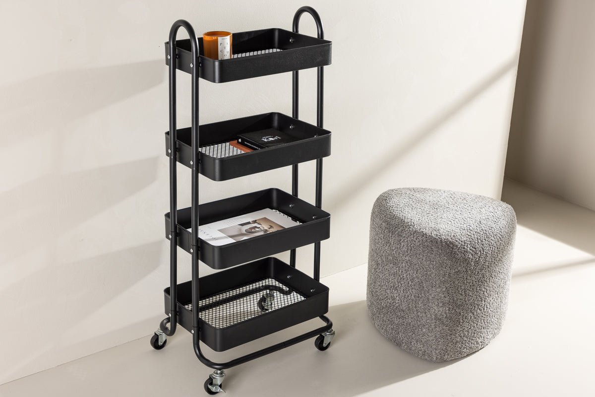 Shelf Manaus – Rolling shelf with 4 shelves in Black