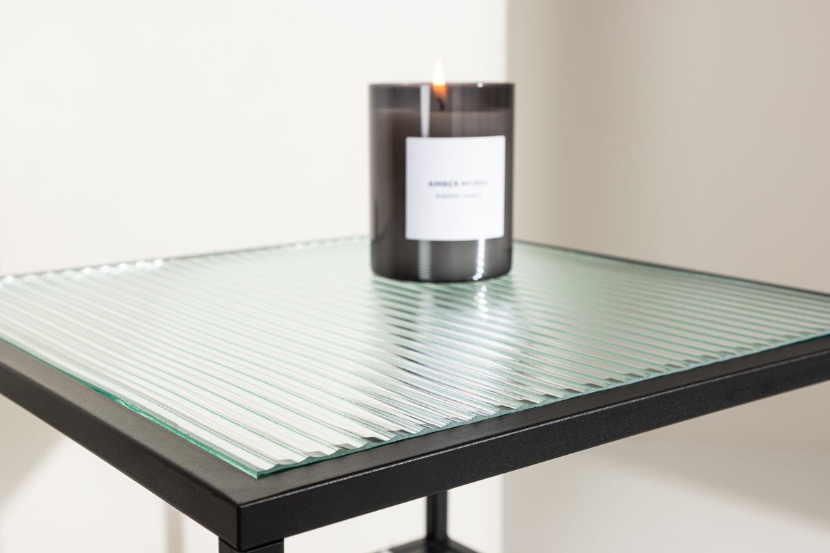 Side table Milano – made of black steel with glass top