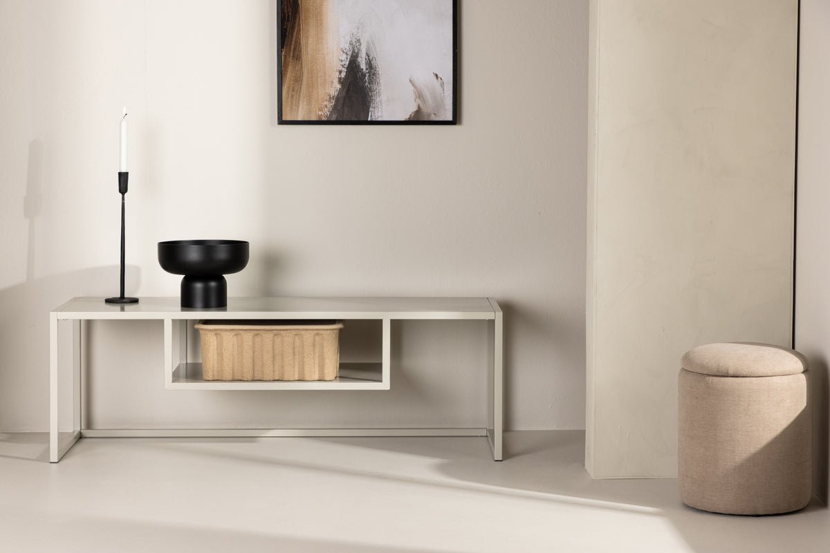 Designer TV lowboard Arvigo – Beige/Black, matte, made of steel