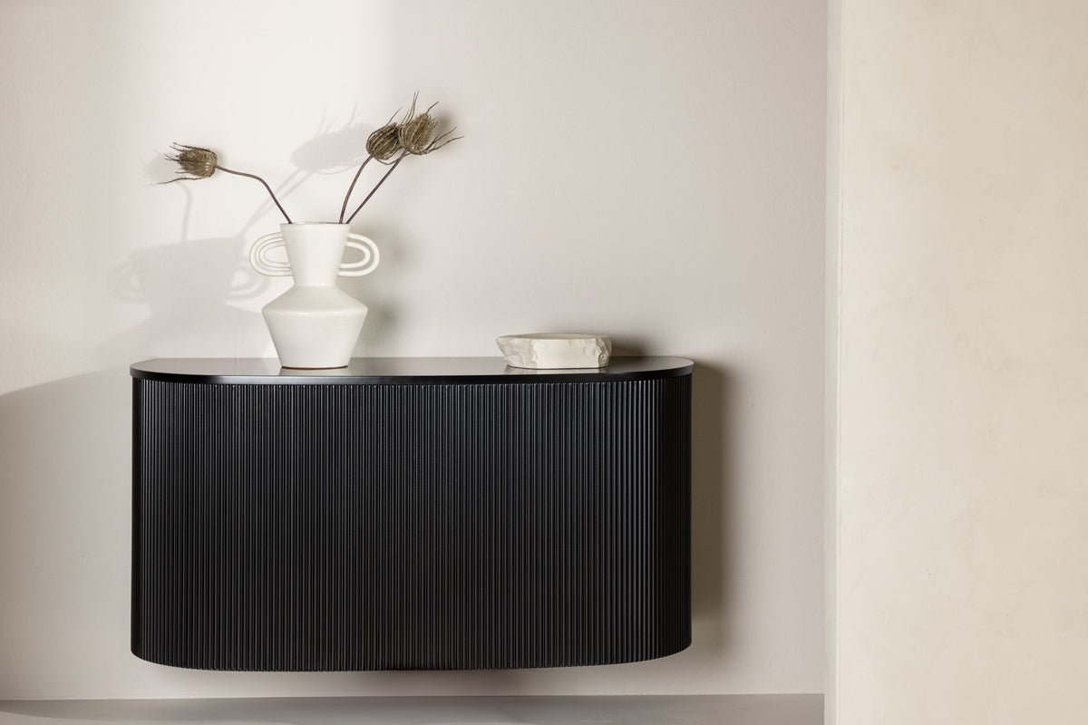 Beistelltisch Silva – in Schwarz mit Rillenoptik