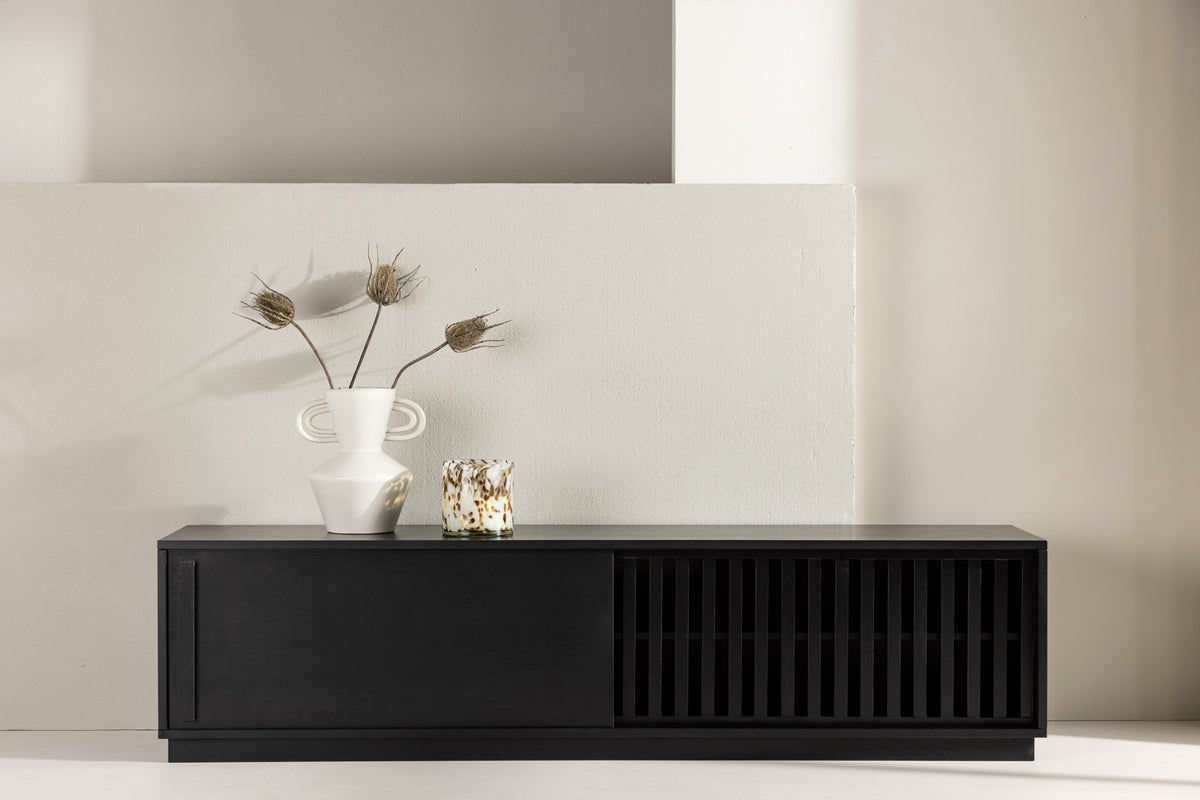 Designer TV lowboard Valero 180 cm MDF – matte, with slatted front