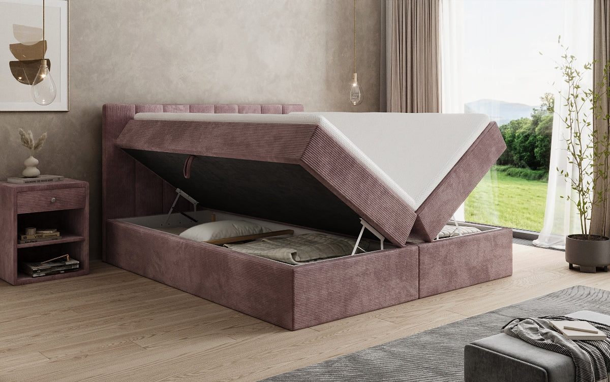 Sofia box spring bed in Corduroy with storage