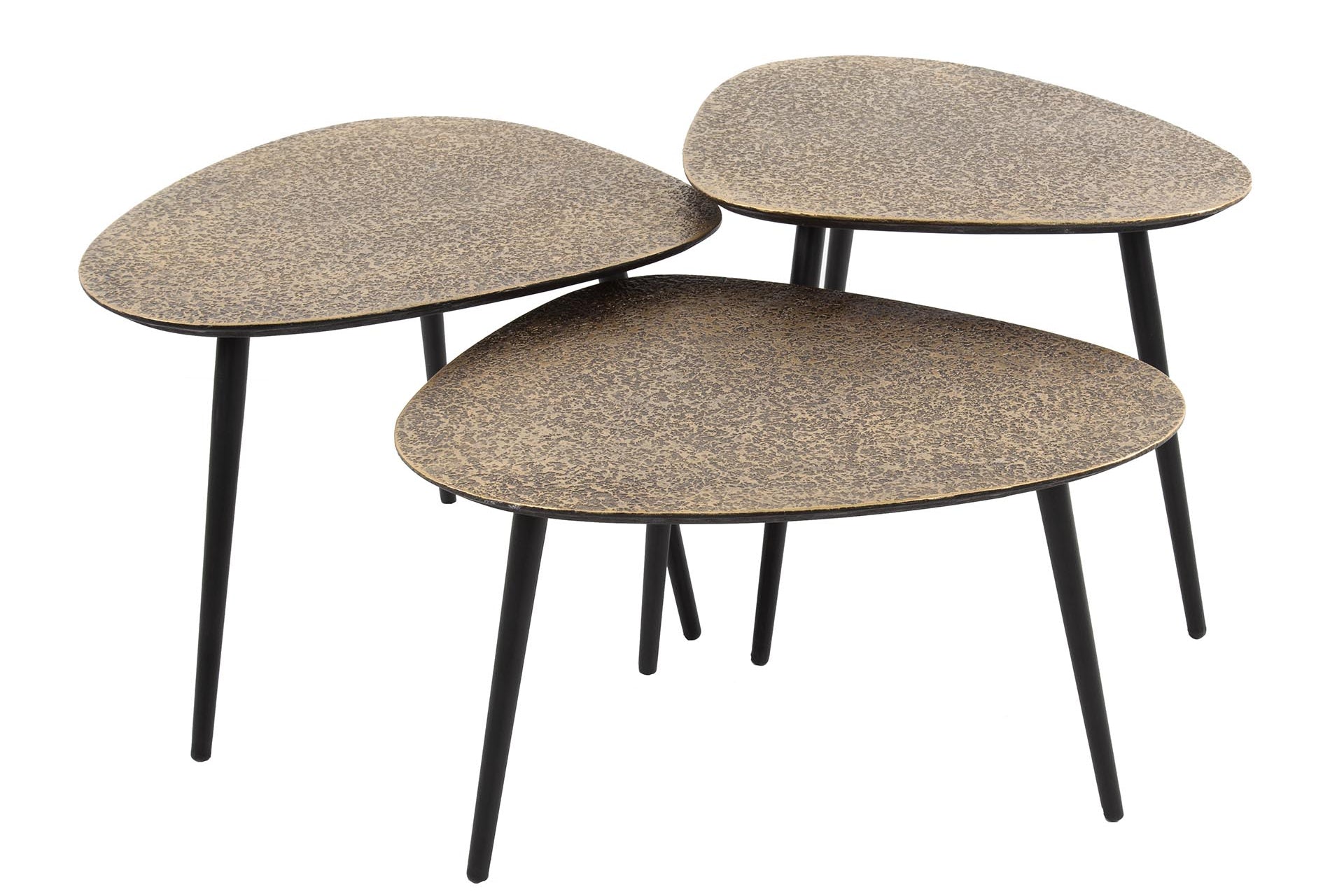 Couchtisch Umara - 3er Set in „Metallic“-Antikbronze/Gold im Dreieck-Design