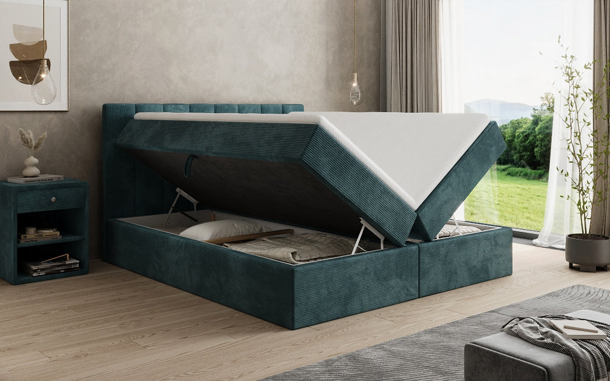 Sofia box spring bed in Corduroy with storage