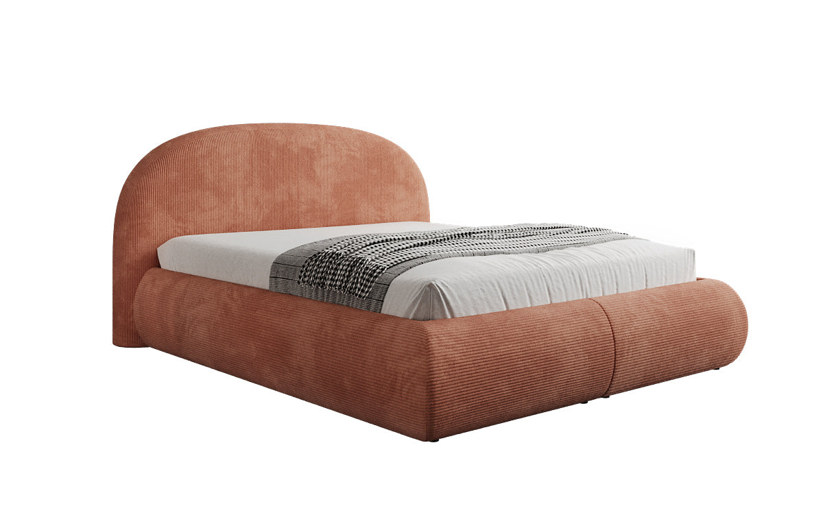 Designer upholstered bed Loop in Corduroy with storage space