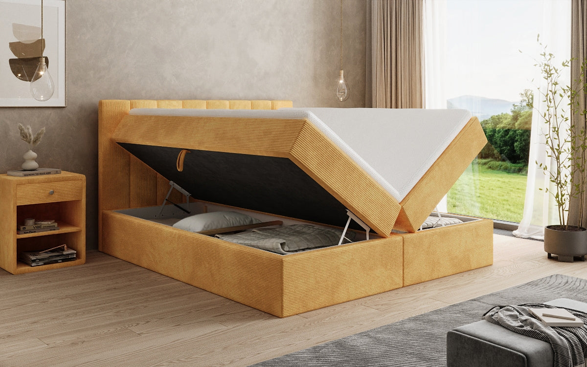 Sofia box spring bed in Corduroy with storage