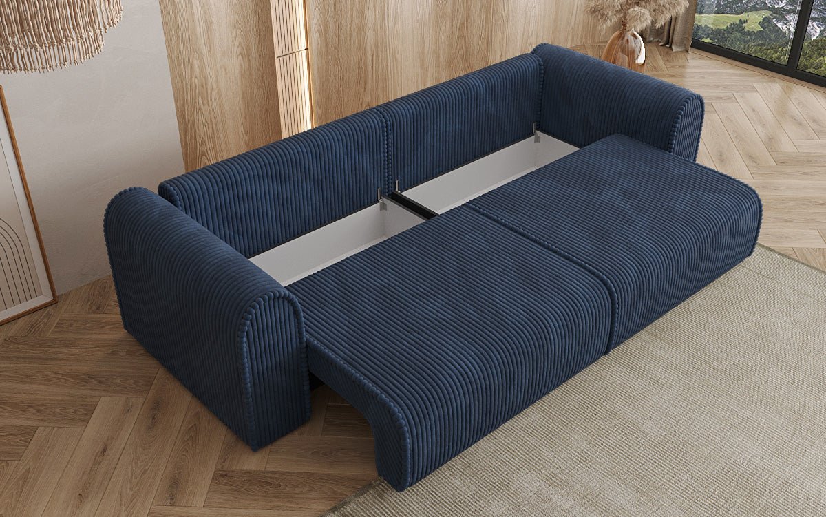 Designer Sofa Big Buddy 3-Seater with Sleeping Function and Storage in Wide Corduroy