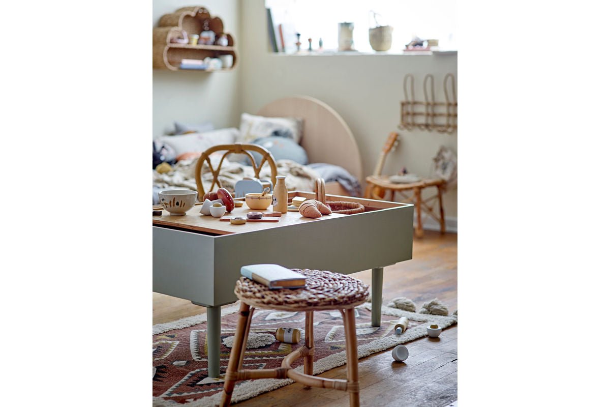 Children's Bed Jalmin – Wood Effect with Rainbow Design & Removable Side Support