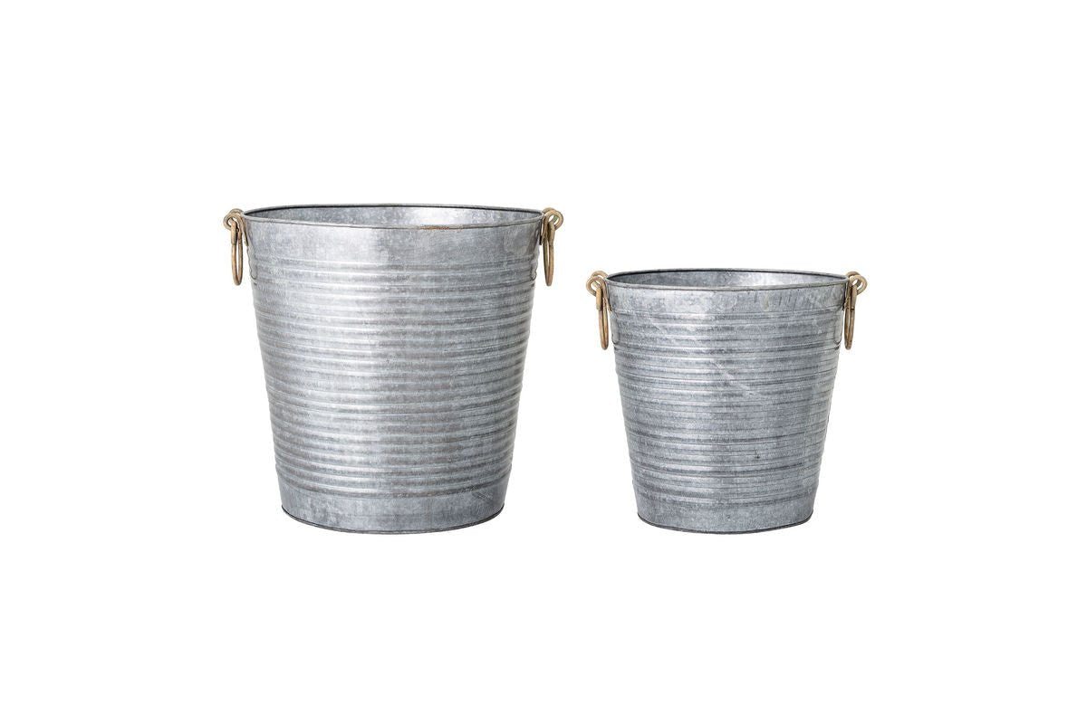 Varese Flower Pot Set – Antique Zinc Look in Gray (Set of 2)