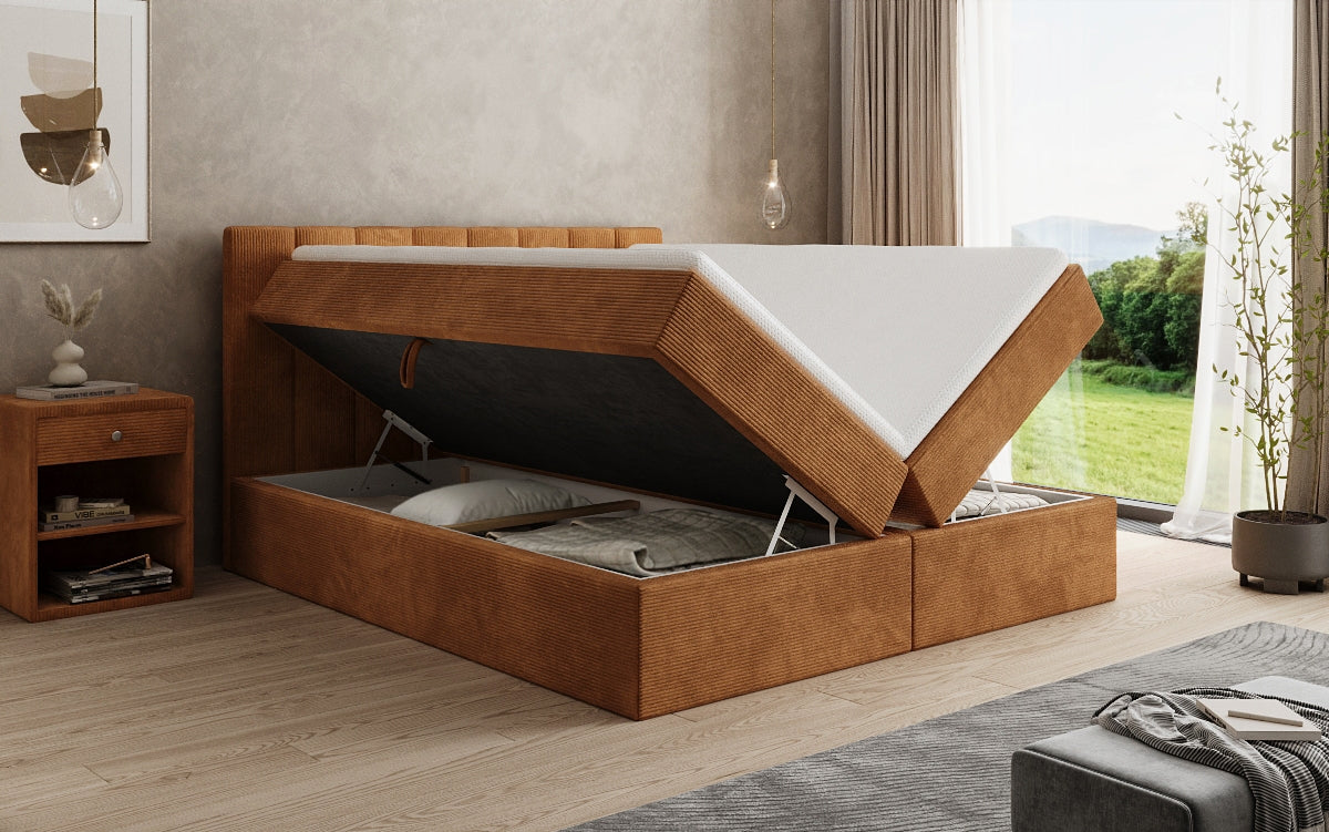Sofia box spring bed in Corduroy with storage