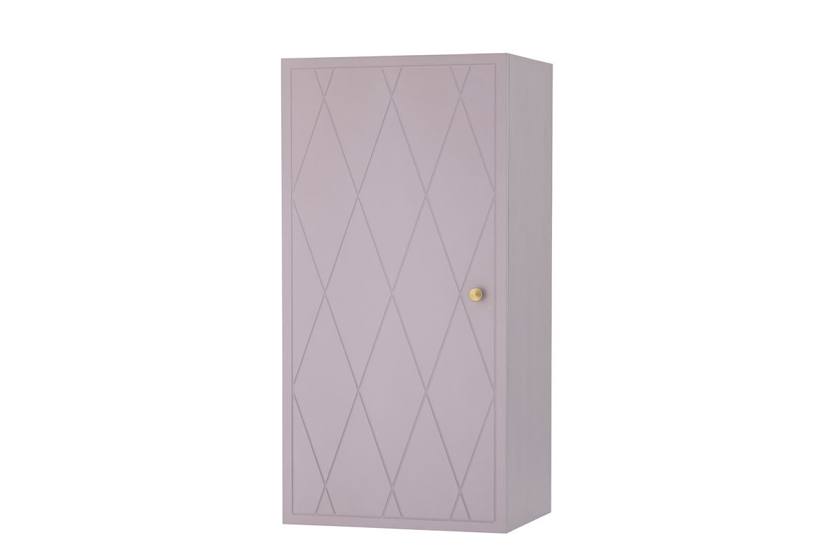 Wall Cabinet Lana – Violet Wooden Cabinet with Brass Handle & Patterned Front
