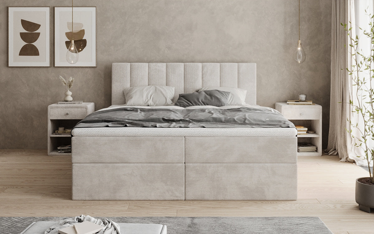 Sofia box spring bed in Corduroy with storage