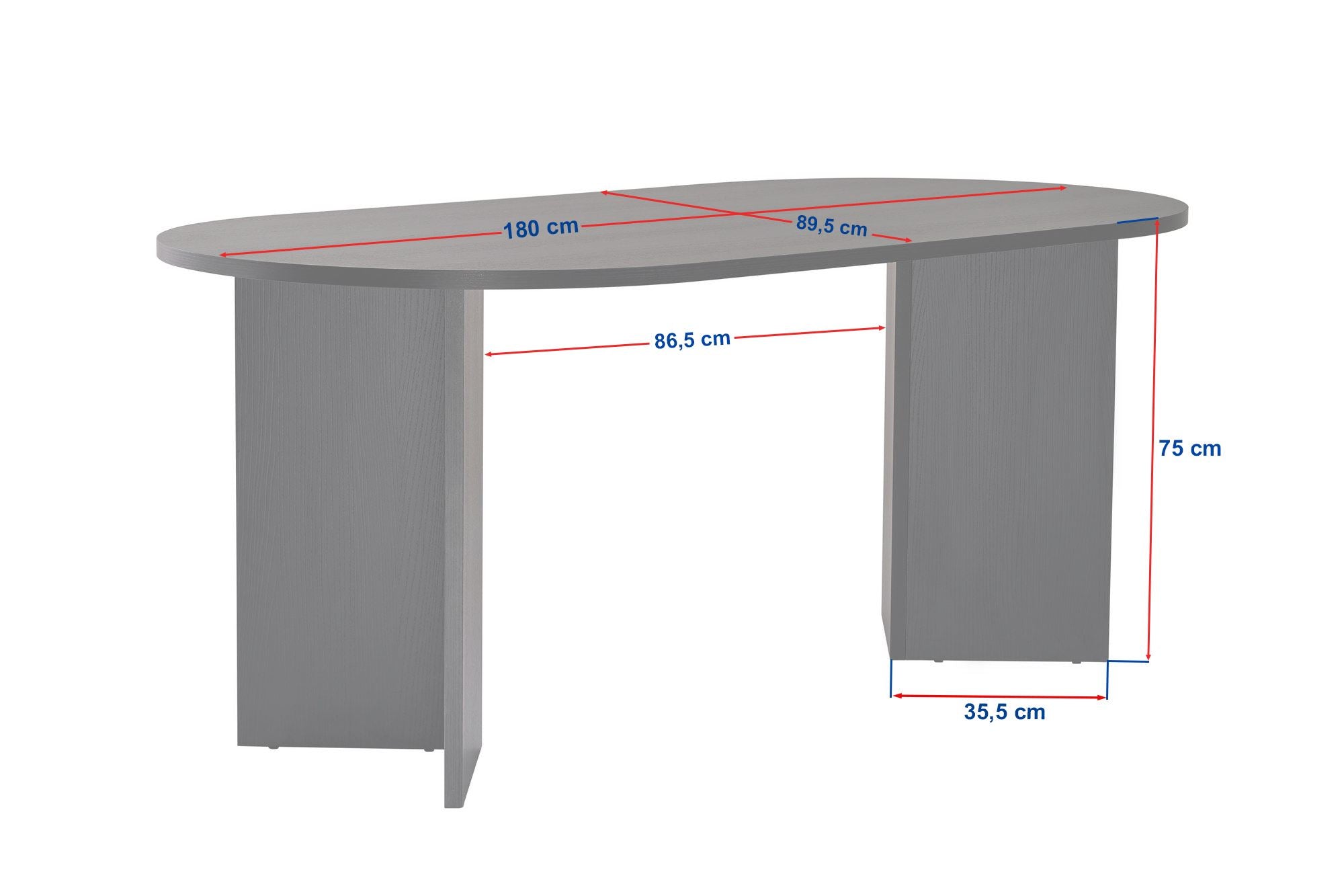 Dining Table Tovino - Available in 2 Colors with Rounded Corners