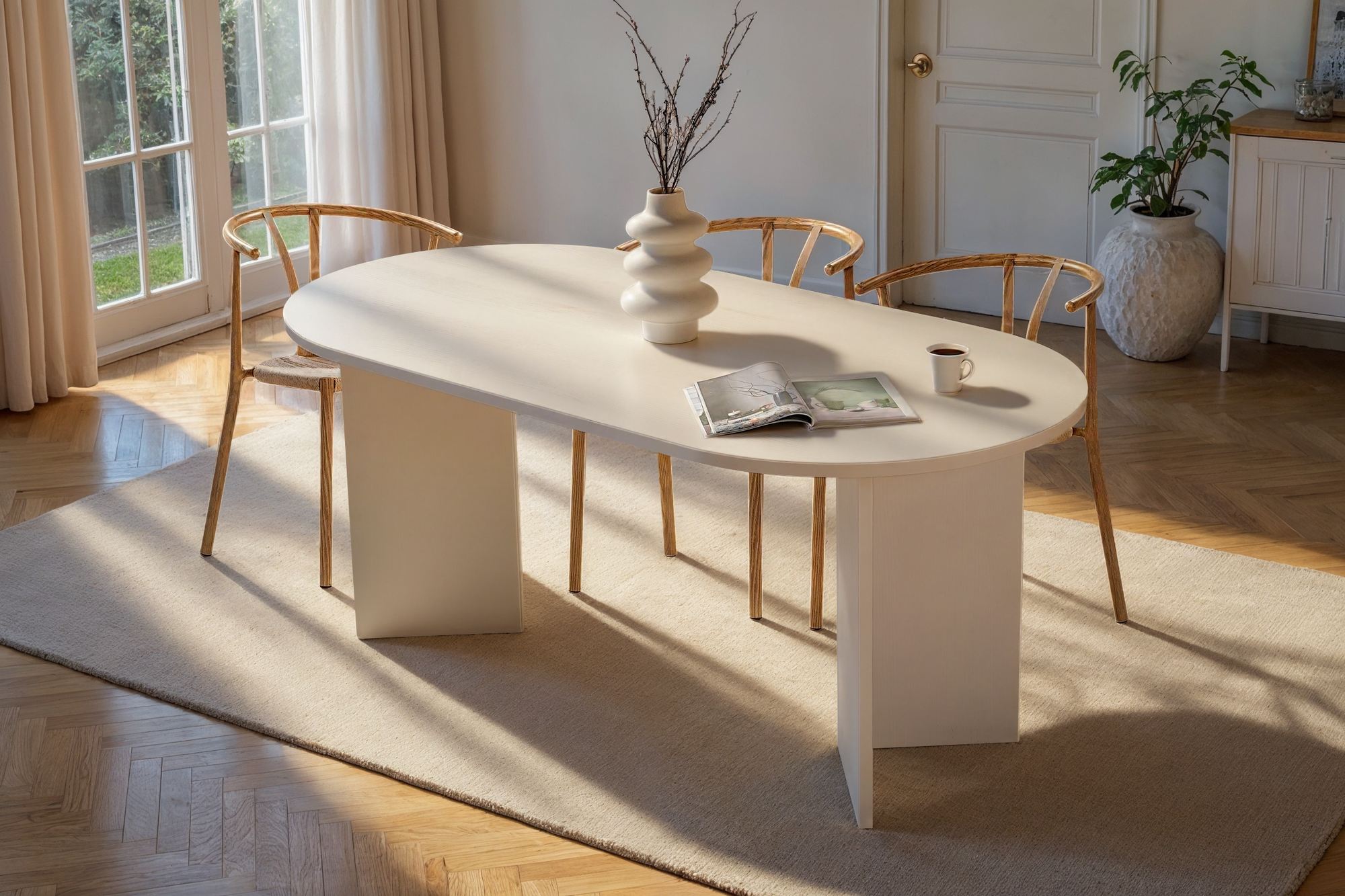 Dining Table Tovino - Available in 2 Colors with Rounded Corners