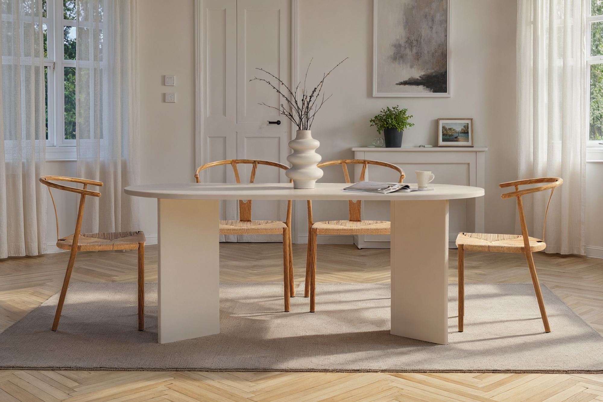 Dining Table Tovino - Available in 2 Colors with Rounded Corners
